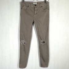 Free People Skinny Jeans Stone 27 Holes Trendy Distressed Casual Stretch Zip Fly picture