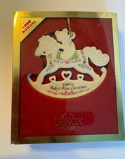 LENOX 1999 BABY'S FIRST CHRISTMAS ROCKING HORSE ORNAMENT MIB picture