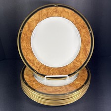 VTG Noritake Cabot 9785 Dinner Plates 10 3/4” Set of 6 Brown Marble Gold Tone picture