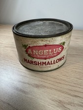Vintage Early ANGELUS Marshmallow Advertising Tin 10 oz Cardboard Like Sides picture