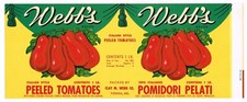 ORIGINAL TIN CAN LABEL VINTAGE 1940S WEBBS VIENNA MARYLAND ITALIAN TOMATOES picture