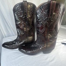 Lucchese Classics Handmade L9002 Men's Smooth Ostrich Cowboy Boots Black Cherry picture