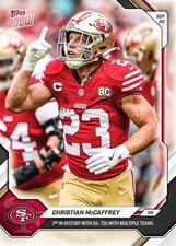 Christian McCaffrey 2nd 50 TDs Multiple Teams 2026 NFL Topps NOW #21 PRESALE picture