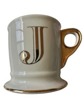 Anthropologie Limited Edition Golden Monogram Coffee Mug Letter J Gold Handle picture