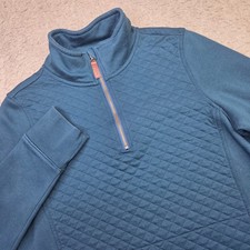 L.L.Bean Quilted Pullover Women's M Blue Quarter Zip Fleece 502745 picture