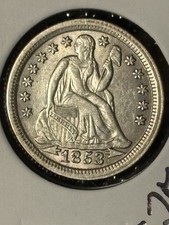 1853 Liberty Seated Dime     Superb Upper Grade    Some Cleaning     Item KZ2741 picture