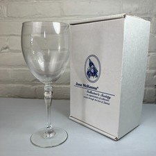 June McKenna Collector’s Society Santa Etched Wine Goblet Glass Original Box picture