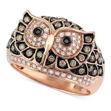 Bird Owl Shape Wedding Ring Women's 1.25 Ct Diamond 14K Rose Gold Over Size 6-12 picture