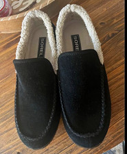 SOREL Dude Moc Men's 8 Black Suede Lined Slip-On Moc Slippers Rubber Sole picture