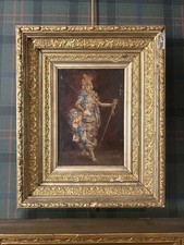 Antique 19th Century Rococo Revival Theatre Oil on Board Painting Framed picture