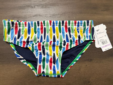 New Men Speedo Eco Endurance Swim Briefs Size 32 Bright White Surf Print picture