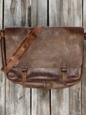 J Crew Artisan Rustic Burnished Leather Messenger Bag Limited Edition Brown NWT picture