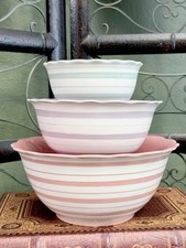 VTG EXTREMELY RARE Pioneer Woman PASTEL STRIPED 3PC Nesting/Mixing Bowls *MiNtY picture