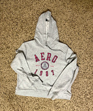 Aéropostale AERO Women’s Gray Pullover Hoodie Fleece Cotton Blend Logo L picture