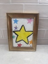 Starry Original Art by 12 Year Old Artist Colorful Stars Framed 4x6 picture