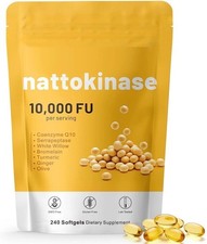 Nattokinase  10,000 FU 240gels Serrapeptase/Bromelain/CoQ10/Turmeric picture