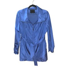 Carlisle Royal Blue 2 Piece Zip Front Belted Lightweight Jacket Womens Size 8 M picture