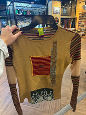 Vintage Save the Queen y2k Knit Italian Striped Mesh Long Sleeve Top picture