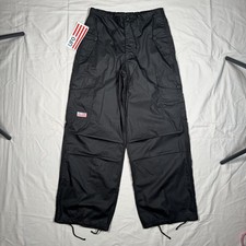 Deadstock Vintage UFO Parachute Cargo Baggy Wide Black Pants Oversized picture