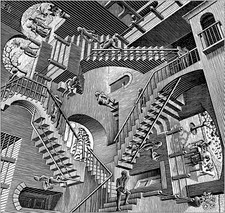 M C Escher Relativity Art Print Optical Illusion Surreal Wall Art Decor picture