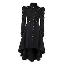 Oiefeen Women’s Gothic Victorian Witch Medieval Long Coat Large Black picture