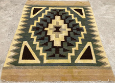 Vintage Handmade Mexican Ganado Native American Style Wool Kilim Rug 200x157 cm picture