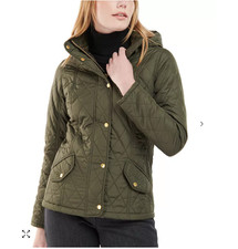 Olive~Barbour MILLFIRE Quilted Jacket w/ Detachable Hood MSRP$280 British Luxury picture