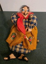 Vintage Good Luck German Kitchen Witch Hanging Halloween Doll  picture