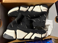 Balenciaga Speed Trainer Logo Knit Sock Slip-On Sneakers Black/White picture