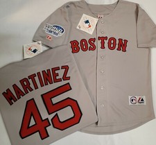 Majestic Boston Red Sox PEDRO MARTINEZ 2004 World Series Baseball JERSEY GRAY picture
