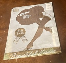 1950s Wilborn 100% Nylon Stockings Smoke Hoisery Seamless Mesh 9 1/2 2 Pack picture
