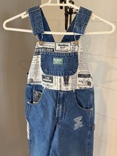 OshKosh B'Gosh Vestbak 5T Newsprint Denim Overals Rare USA Vintage picture