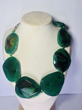 Sequin NYC Statement Necklace-oversized Faceted Green Stone Beads-heavy Designer picture