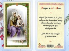Saint Ann with Prayer to St. Anne  - Laminated  Holy Card HC9-374E picture