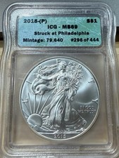 2015-(P) American Silver Eagle Philadelphia Minted MS69 ICG 1296,  picture