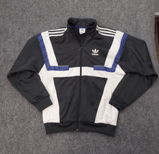 Adidas Jacket Mens Small Black White Color block TREFOIL Full Zip Mock Neck picture