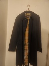 Vintage Burberrys Mac Trench Coat Made in England Navy Blue Nova picture
