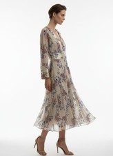ECI New York Floral Midi Dress Women V-Neck Boho Chiffon Sheer Wide Sleeve New 6 picture
