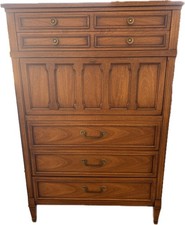Vtg Drexel Triune Walnut Secretary Desk Drop Front Cabinet Chest Drawers 12/60 picture