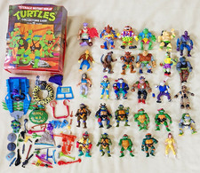 Vtg TMNT Lot of 29 Figures + Case Vehicle Weapons 1988-1993 Playmates Toys 70 pc picture