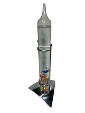 Vintage Galileo Thermometer Glass Tube w/ Chrome Metal Stand 11” Frutiger Aero picture