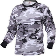 Camo Long Sleeve T-Shirt Tactical Military Crew Tee Undershirt Army Camouflage picture