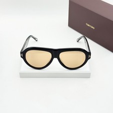 Tom Ford FT1225 Icon Pilot Aviator Sunglasses Black Frame Brown Lens 59-16-145 picture