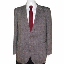 Burberrys Vintage Tweed Blazer 42R Gray Windowpane Wool Sport Coat Pre 1999 picture