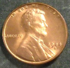 1944 S Wheat Cent BU FuLL RED BRILLIANT UNCIRCULATED San Francisco MORE In STORE picture