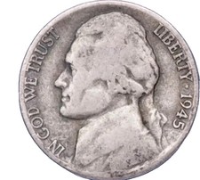1945-P Silver Jefferson Wartime Nickel “Best Value On EBay” FAST SHIPPING picture