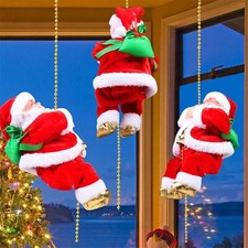 Electric Climbing Santa Claus Doll Music Christmas Tree Ornament Decor Xmas Gift picture