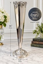 Vintage Lawrence B Smith LBS Co Silverplate 16” Trumpet Vase Grapevine #567 picture