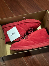 UGG Neumel Msn Red Suede Lace-Up Ankle Chukka Boots US 9.5 picture