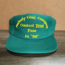 Vintage 1988 Peabody Coal Snapback Hat Green Control Your Fate Trucker Cap 80s picture